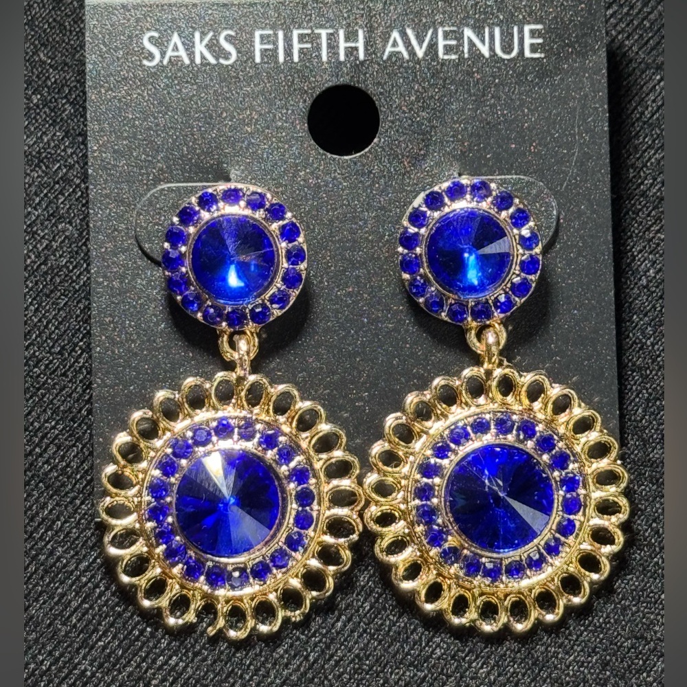 Bold Blue Crystal Gold Statement Earrings Saks Fifth Avenue
